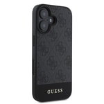 Apple iPhone 16 Kılıf Guess Orjinal Lisanslı M-safe Şarj Özellikli PU Deri Şerit Logo Dizaynlı Kapak