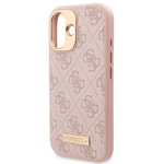 Apple iPhone 16 Kılıf Guess Orjinal Lisanslı M-safe Şarj Özellikli PU 4G Desenli Metal Plaka Klasik Logolu Kapak