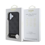 Apple iPhone 16 Kılıf Guess Orjinal Lisanslı M-safe Şarj Özellikli PU Deri Şerit Logo Dizaynlı Kapak