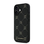 Apple iPhone 16 Kılıf Karl Lagerfeld Orjinal Lisanslı M-safe Şarj Özellikli PU Deri Karl Heads Desenli Klasik Logolu Kapak