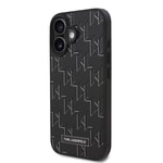 Apple iPhone 16 Kılıf Karl Lagerfeld Orjinal Lisanslı M-safe Şarj Özellikli KL Yazılı Hot Stamp Kapak