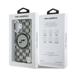 Apple iPhone 16 Kılıf Karl Lagerfeld Orjinal Lisanslı M-safe Şarj Özellikli IML Baskılı Metal Monogram KC Heads Kapak