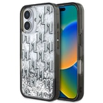 Apple iPhone 16 Kılıf Karl Lagerfeld Orjinal Lisanslı Simli KL Yazılı Monogram Gradient Kapak