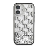 Apple iPhone 16 Kılıf Karl Lagerfeld Orjinal Lisanslı Simli KL Yazılı Monogram Gradient Kapak