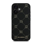 Apple iPhone 16 Kılıf Karl Lagerfeld Orjinal Lisanslı M-safe Şarj Özellikli PU Deri Karl Heads Desenli Klasik Logolu Kapak
