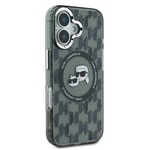 Apple iPhone 16 Kılıf Karl Lagerfeld Orjinal Lisanslı M-safe Şarj Özellikli IML Baskılı Metal Monogram KC Heads Kapak
