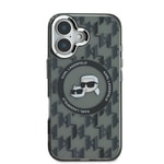 Apple iPhone 16 Kılıf Karl Lagerfeld Orjinal Lisanslı M-safe Şarj Özellikli IML Baskılı Metal Monogram KC Heads Kapak