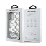 Apple iPhone 16 Kılıf Karl Lagerfeld Orjinal Lisanslı Simli KL Yazılı Monogram Gradient Kapak