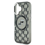 Apple iPhone 16 Kılıf Karl Lagerfeld Orjinal Lisanslı M-safe Şarj Özellikli IML Baskılı Metal Monogram KC Heads Kapak