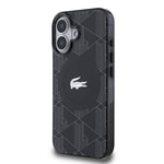 Apple iPhone 16 Kılıf Lacoste Orjinal Lisanslı M-safe Şarj Özellikli IML Baskılı Gümüş Timsah Logolu Monogram Kapak