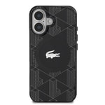 Apple iPhone 16 Kılıf Lacoste Orjinal Lisanslı M-safe Şarj Özellikli IML Baskılı Gümüş Timsah Logolu Monogram Kapak