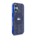 Apple iPhone 16 Kılıf Lacoste Orjinal Lisanslı M-safe Şarj Özellikli IML Baskılı Gümüş Timsah Logolu Monogram Kapak