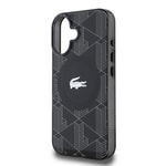 Apple iPhone 16 Kılıf Lacoste Orjinal Lisanslı M-safe Şarj Özellikli IML Baskılı Gümüş Timsah Logolu Monogram Kapak
