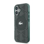 Apple iPhone 16 Kılıf Lacoste Orjinal Lisanslı M-safe Şarj Özellikli IML Baskılı Gümüş Timsah Logolu Monogram Kapak