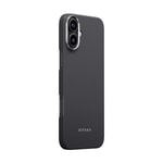 Apple iPhone 16 Kılıf M-safe Şarj Özellikli 600D Aramid Fiber Pitaka Ultra-Slim Classic Serisi Black-Grey Twill Kapak