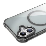 Apple iPhone 16 Kılıf M-safe Şarj Özellikli Taşlı ve Simli Tasarım Mutural Blink Kapak
