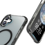 Apple iPhone 16 Kılıf M-safe Şarj Özellikli Taşlı ve Simli Tasarım Mutural Blink Kapak