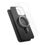 Apple iPhone 16 Kılıf M-safe Şarj Özellikli 600D Aramid Fiber Pitaka Ultra-Slim Classic Serisi Black-Grey Twill Kapak