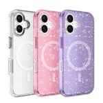 Apple iPhone 16 Kılıf M-safe Şarj Özellikli Parlayan Simli Saydam Renkli Zore Allstar Kapak
