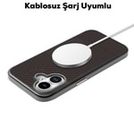Apple iPhone 16 Kılıf M-safe Şarj Özellikli Karbon Fiber Desenli Mutural Montage Kapak