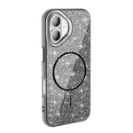 Apple iPhone 16 Kılıf M-safe Şarj Özellikli Parlayan Simli Zore Okso Kapak