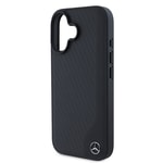 Apple iPhone 16 Kılıf Mercedes Benz Orjinal Lisanslı M-safe Şarj Özellikli 3D Metal Logolu Wood Imitation Deri Kapak