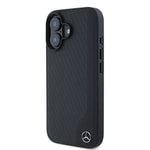 Apple iPhone 16 Kılıf Mercedes Benz Orjinal Lisanslı M-safe Şarj Özellikli 3D Metal Logolu Wood Imitation Deri Kapak