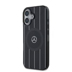 Apple iPhone 16 Kılıf Mercedes Benz Orjinal Lisanslı M-safe Şarj Özellikli Çift Katmanlı Paralel Çizgi Desenli Kapak