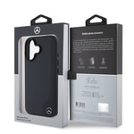 Apple iPhone 16 Kılıf Mercedes Benz Orjinal Lisanslı M-safe Şarj Özellikli 3D Metal Logolu Wood Imitation Deri Kapak