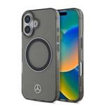 Apple iPhone 16 Kılıf Mercedes Benz Orjinal Lisanslı M-safe Şarj Özellikli Saydam Yüzey Silver Ring Kapak