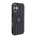 Apple iPhone 16 Kılıf Mercedes Benz Orjinal Lisanslı M-safe Şarj Özellikli Çift Katmanlı Paralel Çizgi Desenli Kapak
