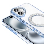 Apple iPhone 16 Kılıf Pırlanta Taş Tasarımlı M-safe Şarj Özellikli Zore Karetta Silikon Kapak