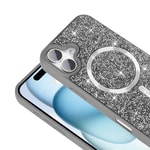 Apple iPhone 16 Kılıf Pırlanta Tasarımlı M-safe Şarj Özellikli Zore Mozaik Silikon Kapak