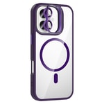 Apple iPhone 16 Kılıf Standlı ve Kamera Lens Hediyeli M-Safe Şarj Özellikli Zore Etro Kapak