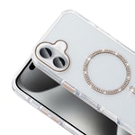 Apple iPhone 16 Kılıf Taşlı Tasarım M-safe Şarj Özellikli Zore Koment Silikon Kapak