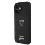 Apple iPhone 16 Plus Kılıf Aston Martin Orjinal Lisanslı M-safe Şarj Özellikli PU Deri Alonso 14 Baskılı Kapak