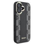 Apple iPhone 16 Plus Kılıf DKNY Orjinal Lisanslı M-safe Şarj Özellikli 3D Yazılı Checkered Pattern Kapak