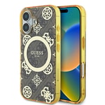 Apple iPhone 16 Plus Kılıf Guess Orjinal Lisanslı M-safe Şarj Özellikli 4G Desenli IML Yazı Logolu Peony Kapak