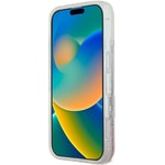 Apple iPhone 16 Plus Kılıf Guess Orjinal Lisanslı M-safe Şarj Özellikli Sıvılı Simli Çiçek Desenli Kapak