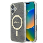 Apple iPhone 16 Plus Kılıf Guess Orjinal Lisanslı M-safe Şarj Özellikli Yazı Logolu 4G Desenli Kapak