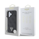 Apple iPhone 16 Plus Kılıf Guess Orjinal Lisanslı M-safe Şarj Özellikli PU Deri 4G Desenli Taşlı Üçgen Logolu Kapak