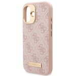Apple iPhone 16 Plus Kılıf Guess Orjinal Lisanslı M-safe Şarj Özellikli PU 4G Desenli Metal Plaka Klasik Logolu Kapak