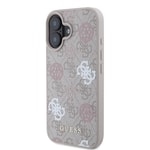 Apple iPhone 16 Plus Kılıf Guess Orjinal Lisanslı M-safe Şarj Özellikli 4G Desenli Yazı Logolu Peony Kapak