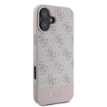 Apple iPhone 16 Plus Kılıf Guess Orjinal Lisanslı M-safe Şarj Özellikli PU Deri Şerit Logo Dizaynlı Kapak
