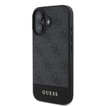 Apple iPhone 16 Plus Kılıf Guess Orjinal Lisanslı M-safe Şarj Özellikli PU Deri Şerit Logo Dizaynlı Kapak