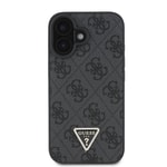 Apple iPhone 16 Plus Kılıf Guess Orjinal Lisanslı M-safe Şarj Özellikli PU Deri 4G Desenli Taşlı Üçgen Logolu Kapak