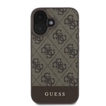 Apple iPhone 16 Plus Kılıf Guess Orjinal Lisanslı M-safe Şarj Özellikli PU Deri Şerit Logo Dizaynlı Kapak