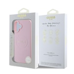 Apple iPhone 16 Plus Kılıf Guess Orjinal Lisanslı M-safe Şarj Özellikli Yazı Logolu Grained Kapak