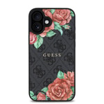 Apple iPhone 16 Plus Kılıf Guess Orjinal Lisanslı M-safe Şarj Özellikli Gül Baskılı 4G Desenli Yazı Logolu Kapak