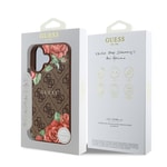 Apple iPhone 16 Plus Kılıf Guess Orjinal Lisanslı M-safe Şarj Özellikli Gül Baskılı 4G Desenli Yazı Logolu Kapak